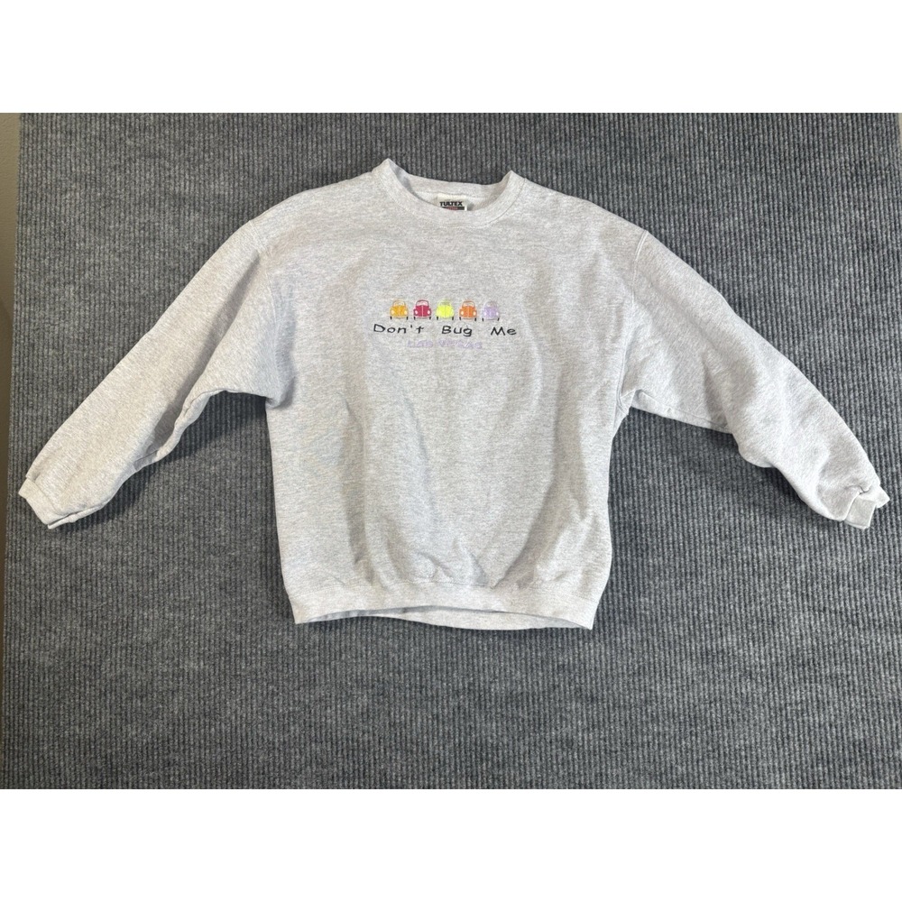Graphic Print Sweatshirt Gray Crew Neck Medium Las Vegas Pullover Small